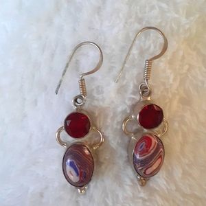 Garnet and Mookaite Jasper Earings
